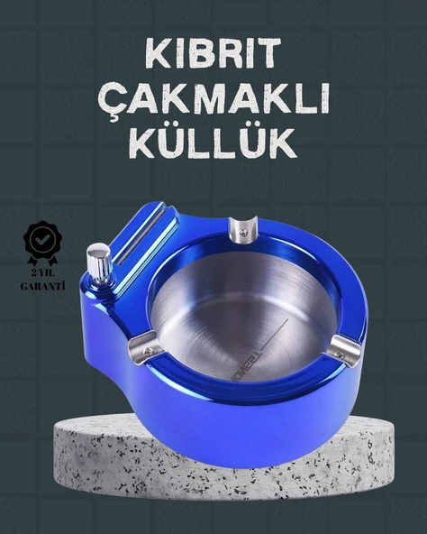 Masa Üstü Çakmaklı Küllük Paslanmaz Metal Gövde ürün görseli 1