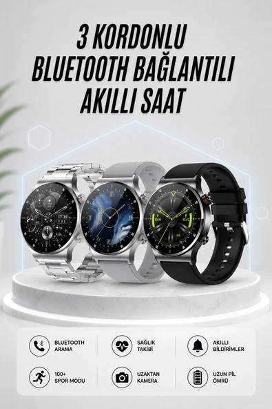 Akıllı Saat Amoled Ekran Bluetooth Bağlantılı Sesli Görüşme Nabız Ölçer ürün görseli 1