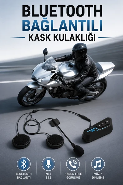 Kask Kulaklığı Motosiklet Intercom Interkom Dinleme Konuşma Özellikli Su Geçirmez ürün görseli 1