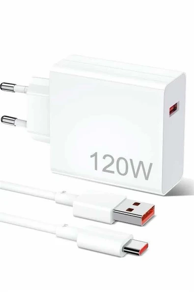 120W Şarj Aleti Hızlı Çift Turbo Şarj Aleti Seti Beyaz ürün görseli 1