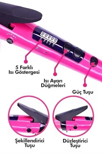 Saç Düzleştirici Şekillendirici Saç Maşası İkili Şekillendirici Isı Ayarlı ürün görseli 1