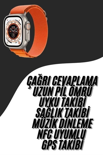 Ultra Max Kordon Kilitli Akıllı Saat Amoled Ekran Titreşimli Çağrı Cevaplayabilen ürün görseli 1
