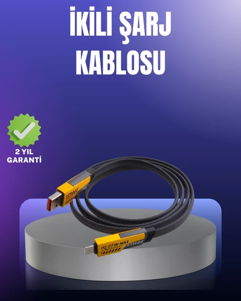 Evrensel Uyumluluklu Dayanıklı Metal Başlıklı Hızlı Şarj Kablosu ürün görseli 1