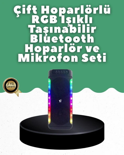 Yüksek Ses Güçlü Kablosuz Hoparlör  Karaoke Mikrofonlu ürün görseli 1