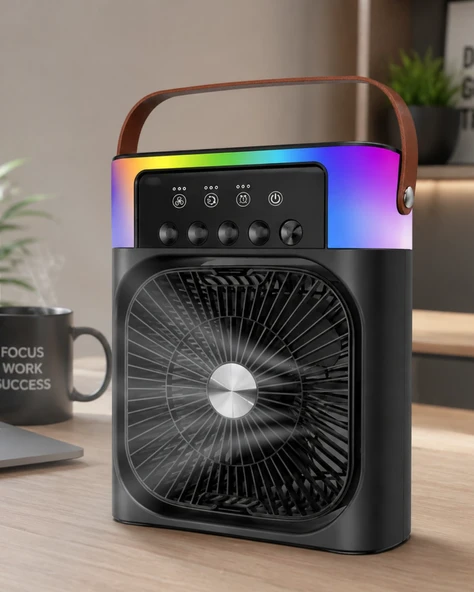 Taşınabilir Sprey Fan RGB Işıklı Mini Klima Soğutucu Nemlendirici USB Şarjlı ürün görseli 1