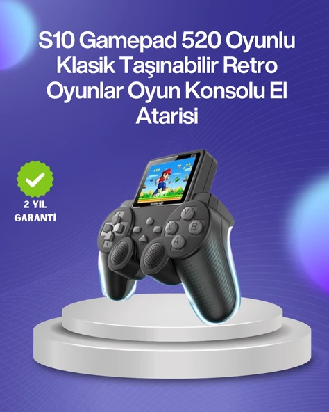 500 Oyunlu Nostaljik El Tipi Oyun Konsolu, Taşınabilir Şarjlı Cihaz, Renkli Ekran ve TV Destekli ürün görseli 1