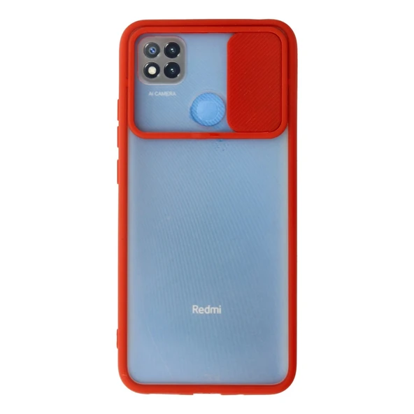 Xiaomi Redmi 9c Kılıf Palm Buzlu Kamera Sürgülü Silikon - Kırmızı ürün görseli 1