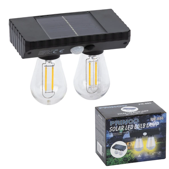 Sensörlü Solar İkili LED Ampul Lamba - Çift Başlıklı - Güneş Enerjili Aydınlatma ürün görseli 1