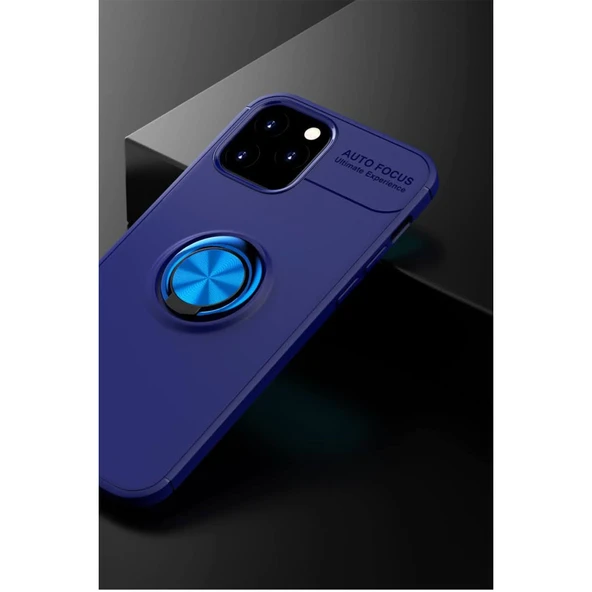 iPhone 12 Kılıf Range Yüzüklü Silikon - Mavi - Resim 2