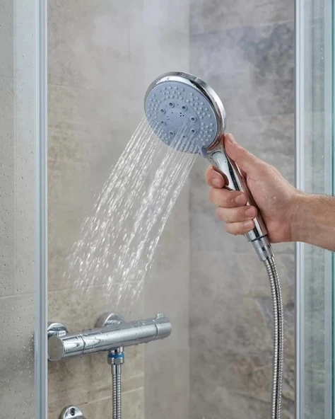 Nevamel® Spiral Hortumlu 4 Kademeli El Duşu Seti Duvar Askılı Banyo Duş Başlığı ürün görseli 1