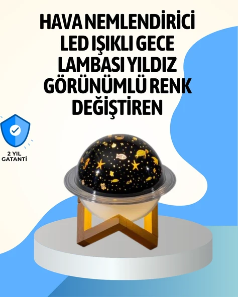 Projektör ışıklı ve aromaterapi destekli taşınabilir nemlendirici cihaz USB bağlantılı ürün görseli 1
