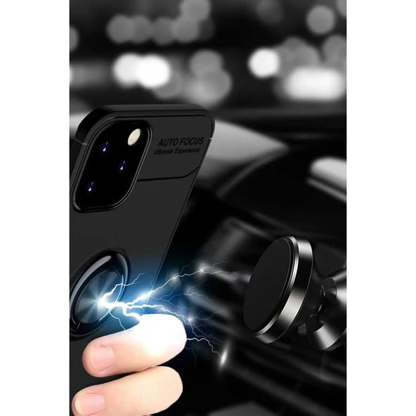 iPhone 12 Kılıf Range Yüzüklü Silikon - Mavi - Resim 4