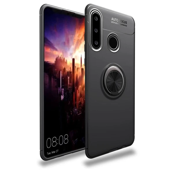 Huawei Y6p Kılıf Range Yüzüklü Silikon - Siyah ürün görseli 1