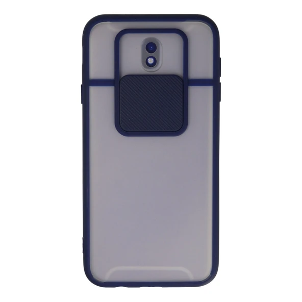 Samsung Galaxy J7 Pro / J730 Kılıf Palm Buzlu Kamera Sürgülü Silikon - Lacivert ürün görseli 1