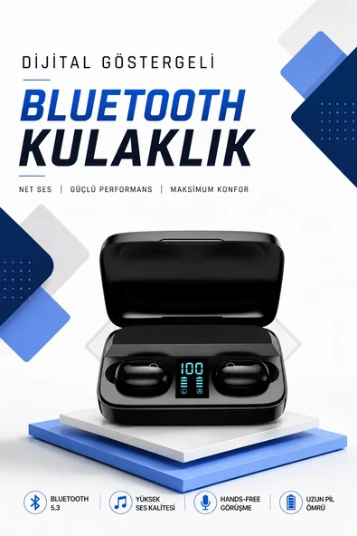Dijital Göstergeli Bluetooth Kulaklık Kablosuz TWS Stereo Bluetooth 5.0 ürün görseli 1