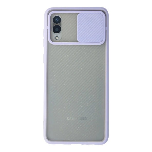 Samsung Galaxy A02 Kılıf Palm Buzlu Kamera Sürgülü Silikon - Lila ürün görseli 1