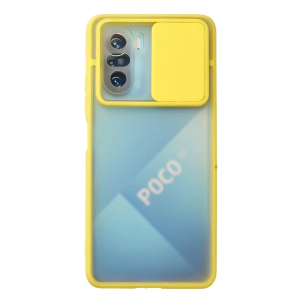 Xiaomi Poco F3 Kılıf Palm Buzlu Kamera Sürgülü Silikon - Sarı ürün görseli 1
