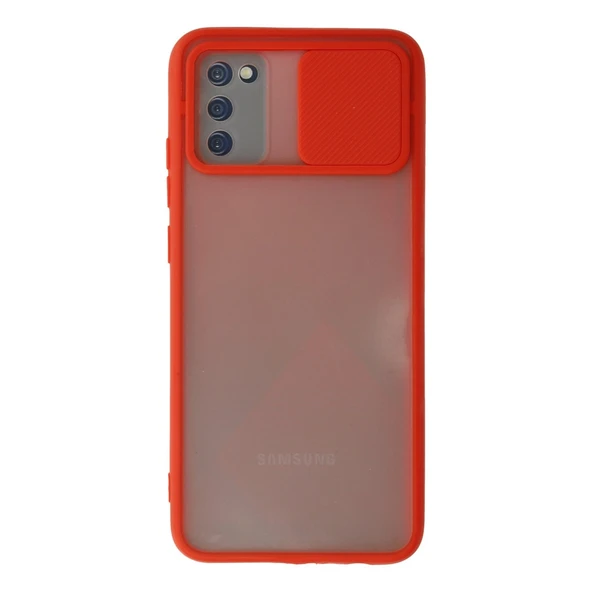 Samsung Galaxy A03s Kılıf Palm Buzlu Kamera Sürgülü Silikon - Kırmızı ürün görseli 1