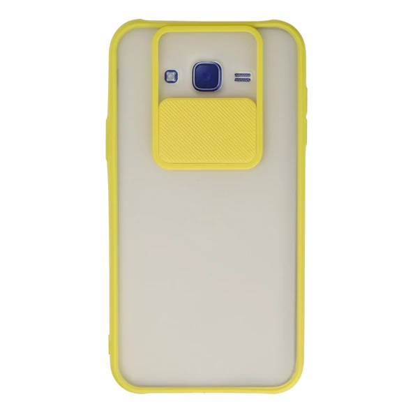 Samsung Galaxy J7 Kılıf Palm Buzlu Kamera Sürgülü Silikon - Sarı ürün görseli 1