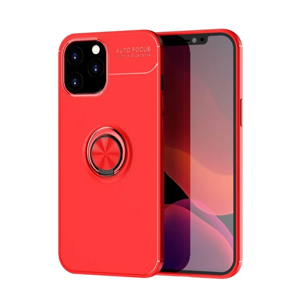 iPhone 12 Pro Max Kılıf Range Yüzüklü Silikon - Kırmızı ürün görseli 1