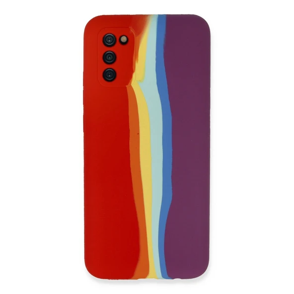 Samsung Galaxy A03s Kılıf Ebruli Lansman Silikon - Kırmızı-mor ürün görseli 1