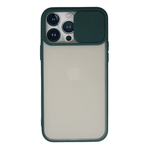 iPhone 13 Pro Max Kılıf Palm Buzlu Kamera Sürgülü Silikon - Yeşil ürün görseli 1