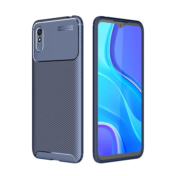 Xiaomi Redmi 9a Kılıf Auto Focus Karbon Kapak - Lacivert ürün görseli 1