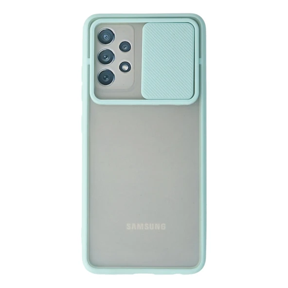 Samsung Galaxy A72 Kılıf Palm Buzlu Kamera Sürgülü Silikon - Turkuaz ürün görseli 1