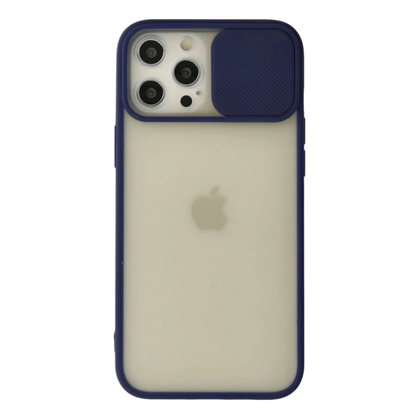 iPhone 12 Pro Max Kılıf Palm Buzlu Kamera Sürgülü Silikon - Lacivert ürün görseli 1