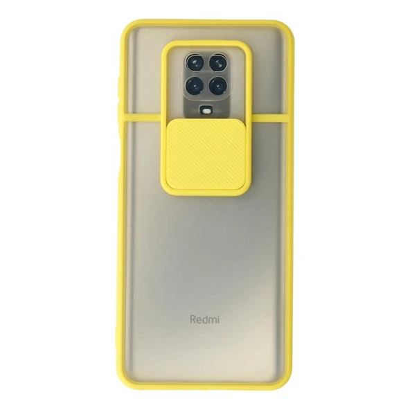 Xiaomi Redmi Note 9 Pro Kılıf Palm Buzlu Kamera Sürgülü Silikon - Sarı ürün görseli 1