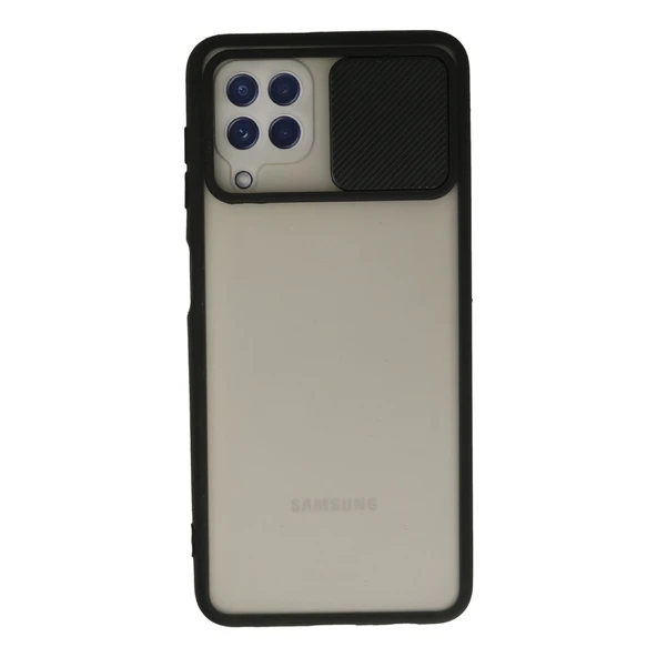 Samsung Galaxy A22 Kılıf Palm Buzlu Kamera Sürgülü Silikon - Siyah ürün görseli 1