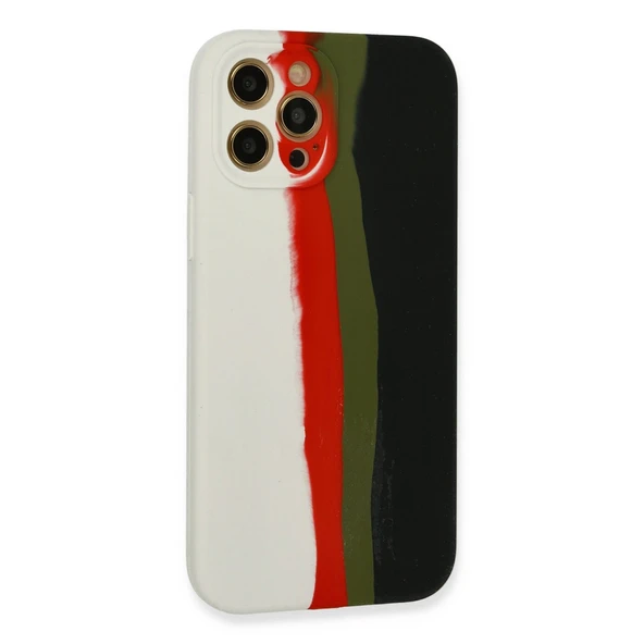 iPhone 12 Pro Kılıf Ebruli Lansman Silikon - Beyaz-siyah - Resim 3