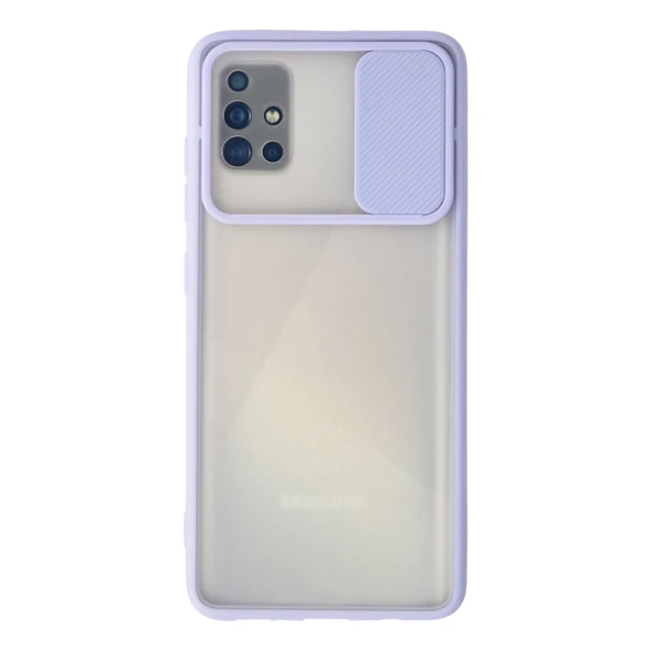 Samsung Galaxy A71 Kılıf Palm Buzlu Kamera Sürgülü Silikon - Lila ürün görseli 1