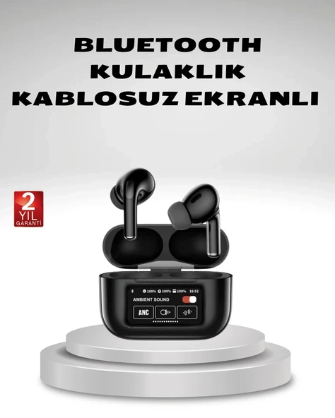 Aktif Gürültü Engelleme (ANC) Kablosuz Bluetooth Kulaklık – Dijital Ekranlı, Dokunmatik ve Uzun Pil Ömürlü ürün görseli 1