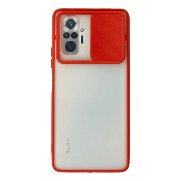 Xiaomi Redmi Note 10 Pro Kılıf Palm Buzlu Kamera Sürgülü Silikon - Kırmızı ürün görseli 1
