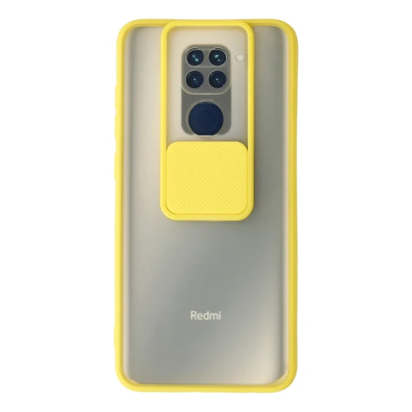 Xiaomi Redmi Note 9 Kılıf Palm Buzlu Kamera Sürgülü Silikon - Sarı ürün görseli 1