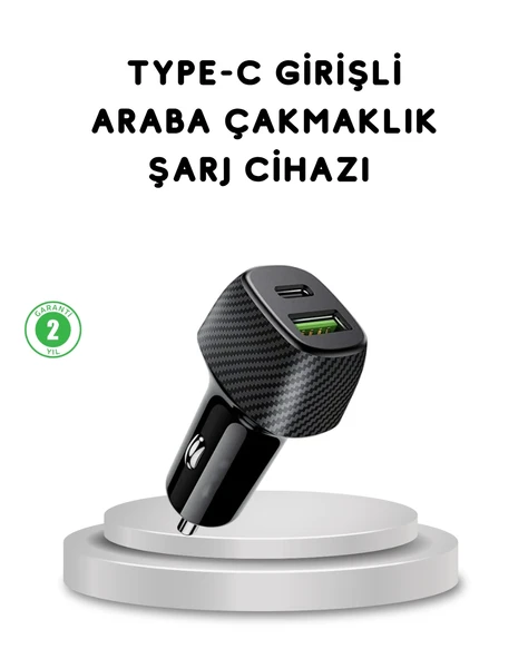 38W Araç Şarj Cihazı Type-C PD USB Hızlı Şarj Çift Port ürün görseli 1