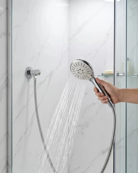 Nevamel® Kireç Önleyici El Duşu Seti Spiral Duş Hortumu Hareketli Duş Askısı ürün görseli 1