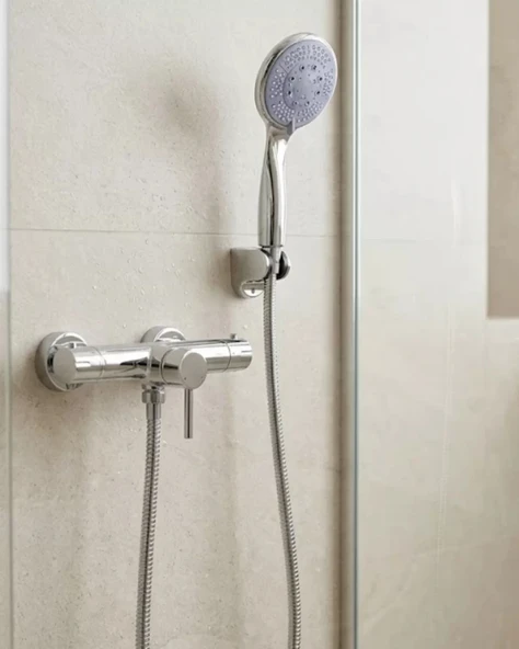 Nevamel® Mavi 4 Fonksiyonlu El Duşu Başlığı Seti Spiral Hortum ve Duş Askısı ürün görseli 1