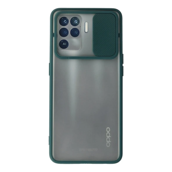 Oppo Reno 5 Lite Kılıf Palm Buzlu Kamera Sürgülü Silikon - Yeşil ürün görseli 1
