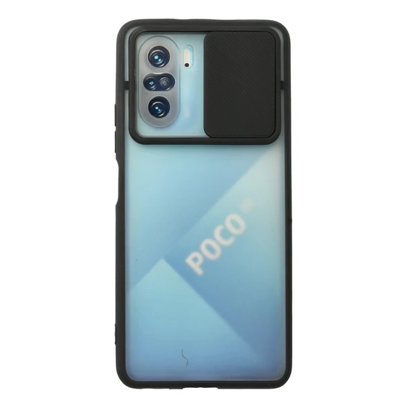 Xiaomi Poco F3 Kılıf Palm Buzlu Kamera Sürgülü Silikon - Siyah ürün görseli 1
