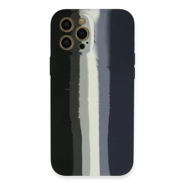 iPhone 12 Pro Kılıf Ebruli Lansman Silikon - Siyah-lacivert ürün görseli 1
