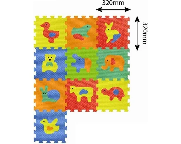 10 Parça Hayvanlar Eva Puzzle Oyun Matı 1+ Yaş Eğlenceli Tasarım ile Zeka Geliştirici ürün görseli 1