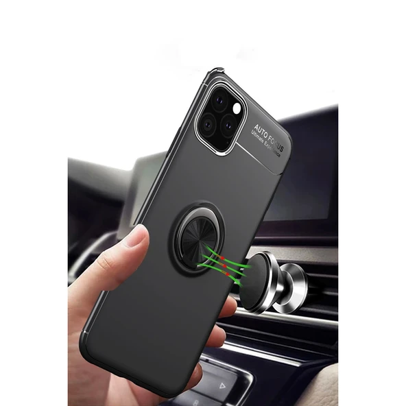 iPhone 11 Pro Kılıf Range Yüzüklü Silikon - Siyah - Resim 4