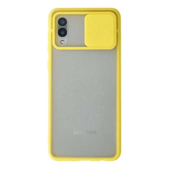 Samsung Galaxy A02 Kılıf Palm Buzlu Kamera Sürgülü Silikon - Sarı ürün görseli 1