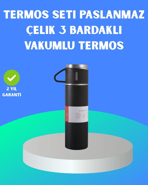 304 Çelik Termos Seti | 2 Bardaklı, 500 ml, Uzun Süre Isı Koruma ürün görseli 1