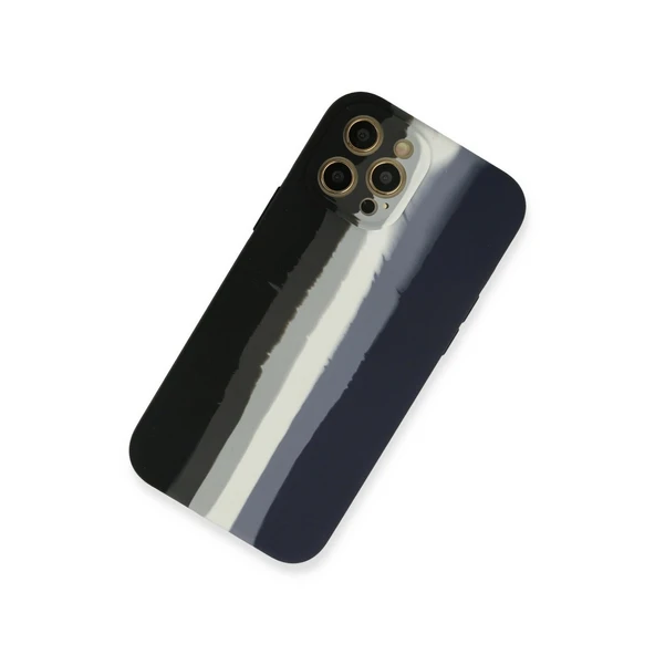 iPhone 12 Pro Kılıf Ebruli Lansman Silikon - Siyah-lacivert - Resim 2