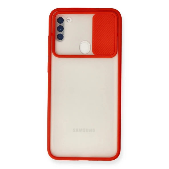 Samsung Galaxy A11 Kılıf Palm Buzlu Kamera Sürgülü Silikon - Kırmızı ürün görseli 1
