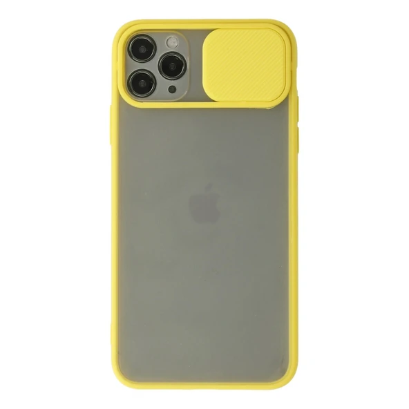 iPhone 11 Pro Kılıf Palm Buzlu Kamera Sürgülü Silikon - Sarı ürün görseli 1