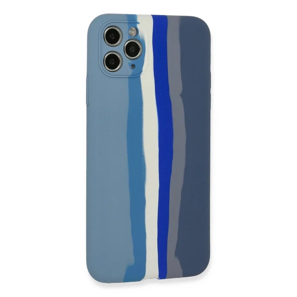 iPhone 11 Pro Kılıf Ebruli Lansman Silikon - Mavi-gri - Resim 3